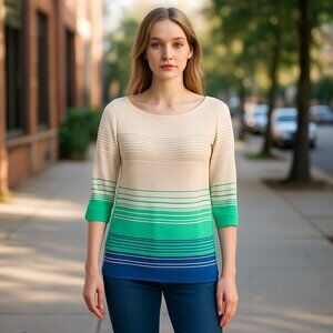 White House Black Market Colorblock Metallic Boat Neck Top - Extra Small